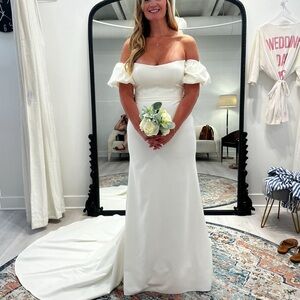 Elegant White Off-Shoulder Wedding Dress